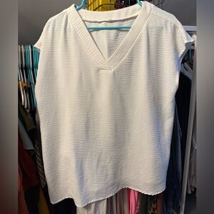 10 Items for $20: Amazon White Textured V-Neck Blouse